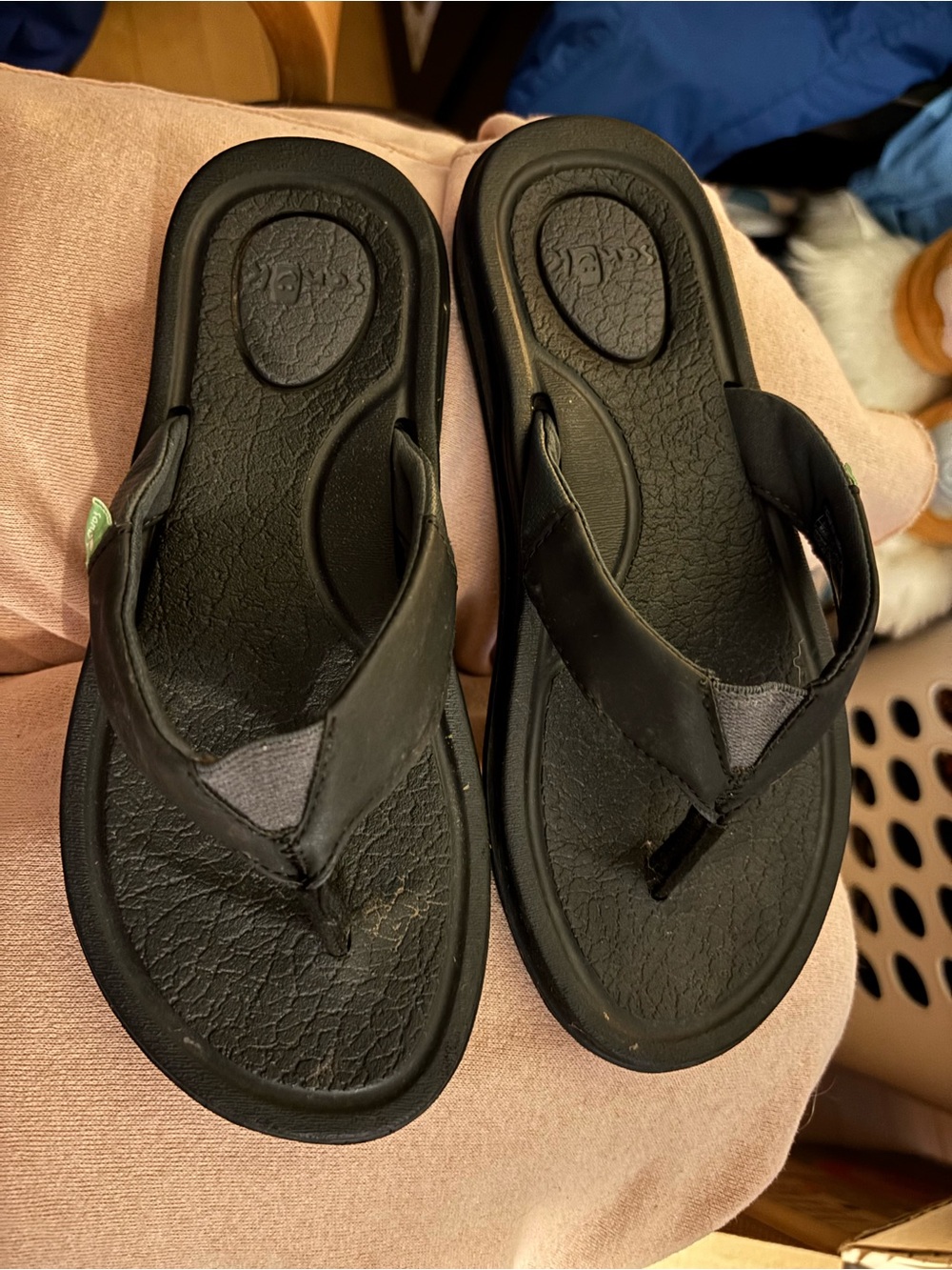 Sanuk Kids Black Flip Flop Sandals Size 5